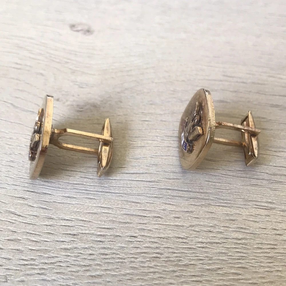 Vintage Gold-tone & Enamel Cuff Links
